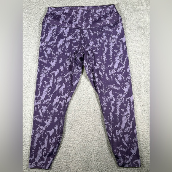 Nike One Dri Fit Women's High-Waisted 7/8 Printed Leggings Purple XL - Picture 1 of 12